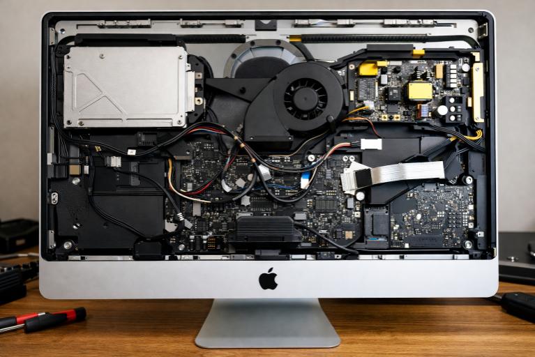 ¿Cómo arreglar la pantalla de un iMac 27? 4 pantalla imac verificar cables internos