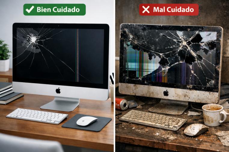 ¿Cómo arreglar la pantalla de un iMac 27? 6 pantalla cuidada vs pantalla mal cuidada