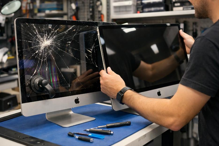 ¿Cómo arreglar la pantalla de un iMac 27? 5 pantalla rota siendo cambiada por una nueva